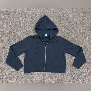 District Navy Full Zip Crop Hoodie Women’s Medium